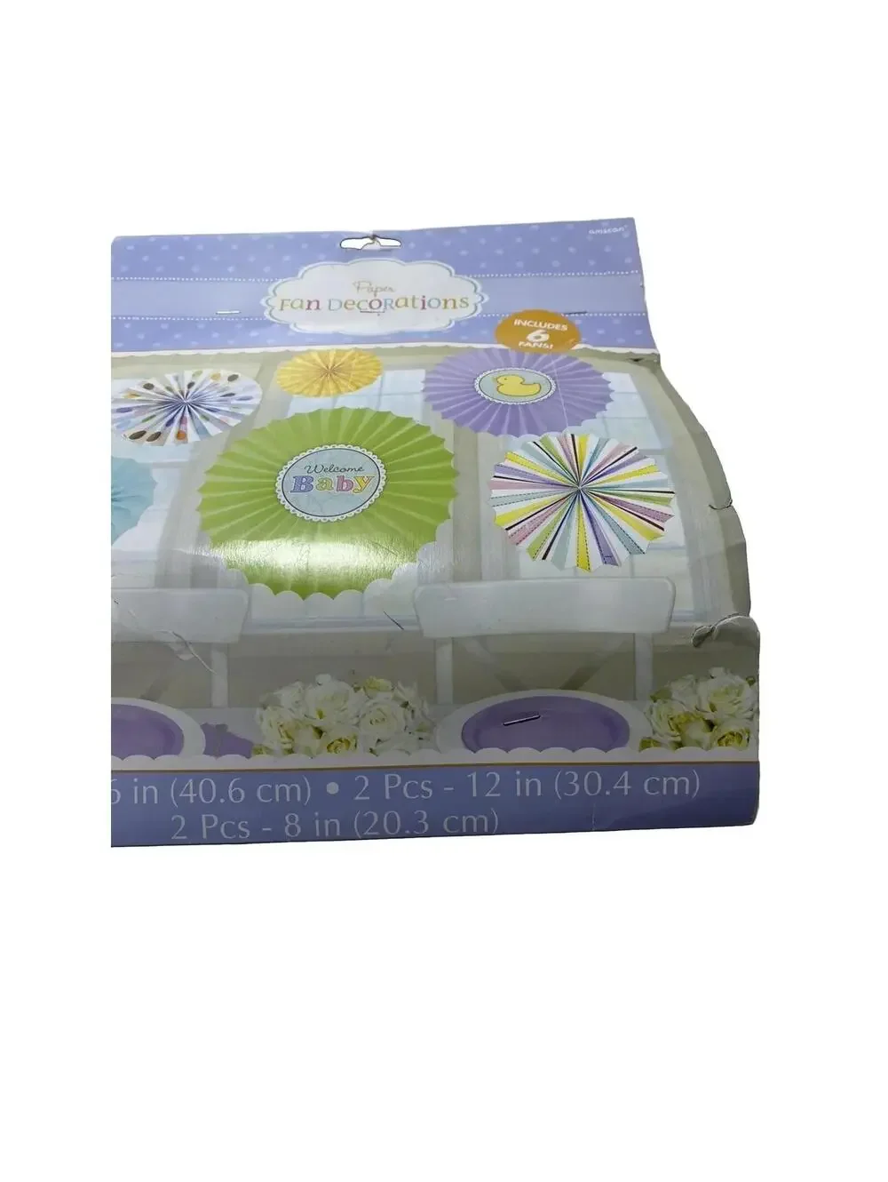 baby shower paper fan decorations 6pc set
